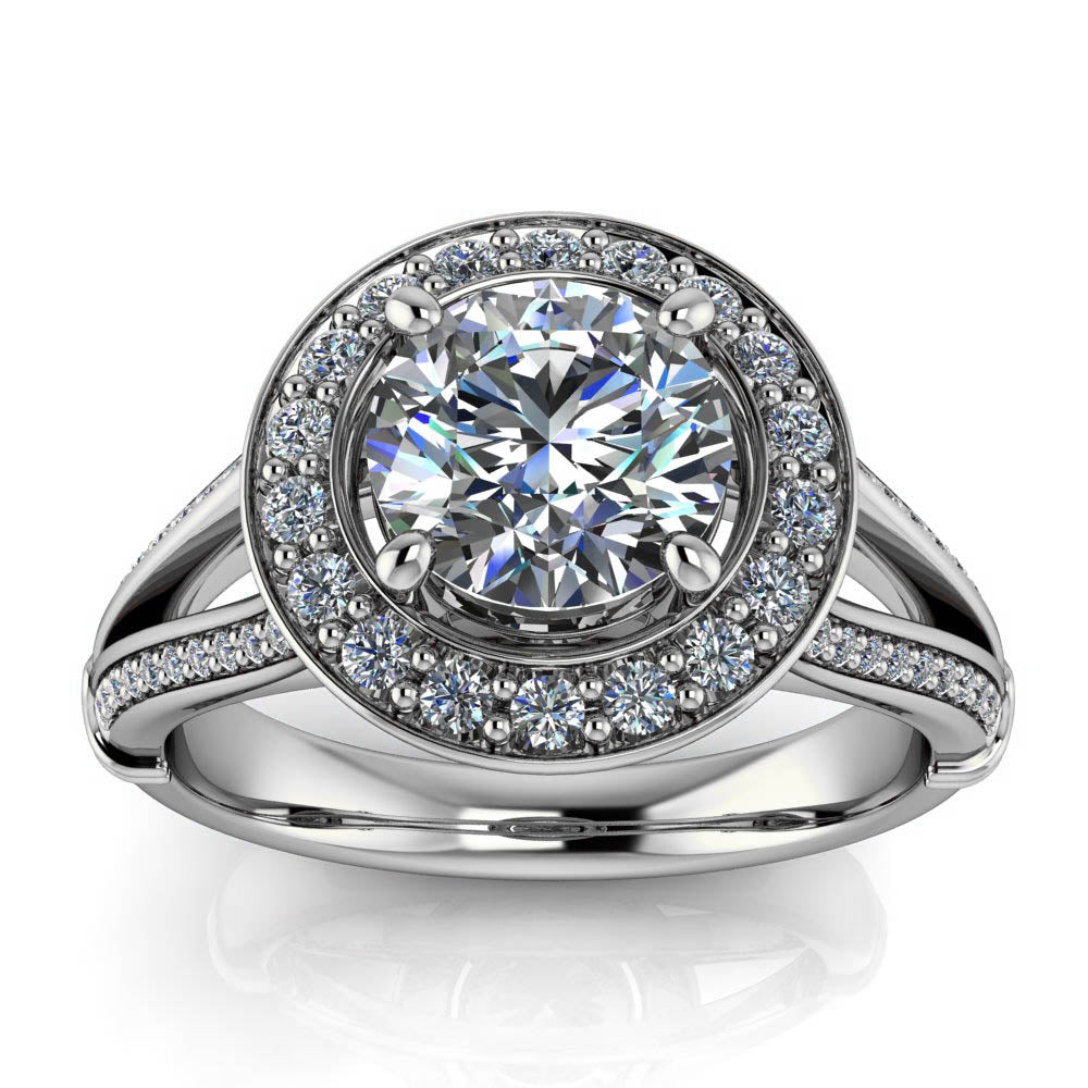 Round Split Shank Diamond Moissanite Engagement Ring - Paloma - Moissanite Rings