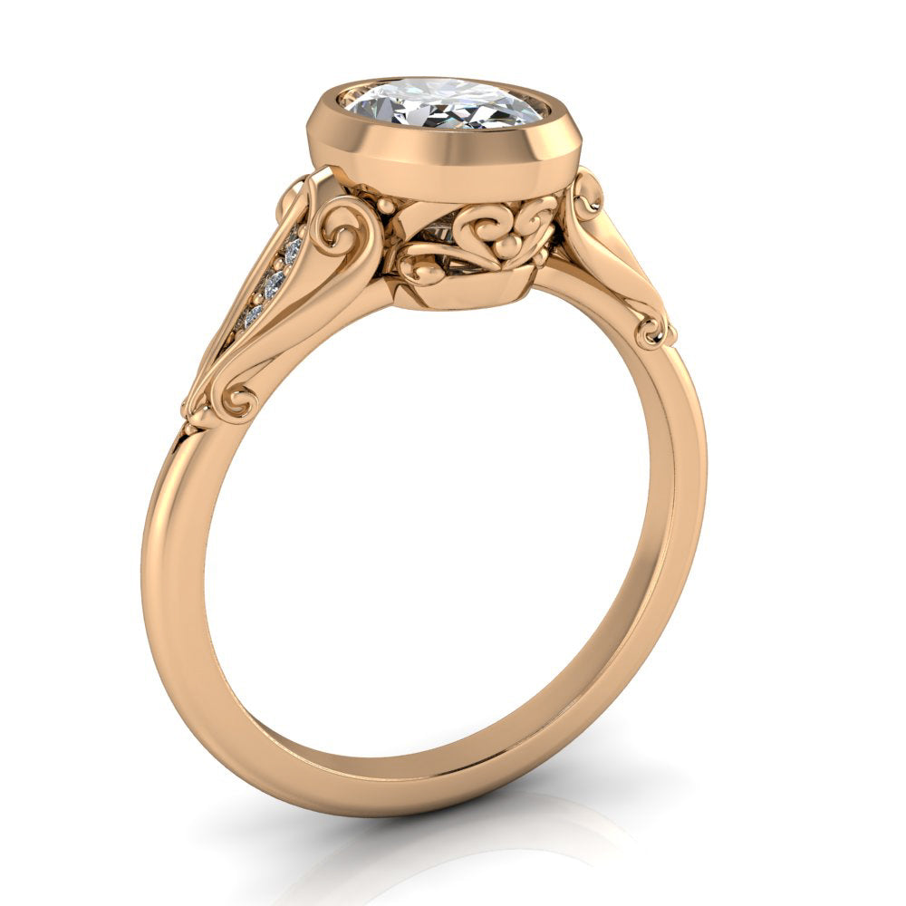 Bezel Set Oval Engagement Ring - Consuela
