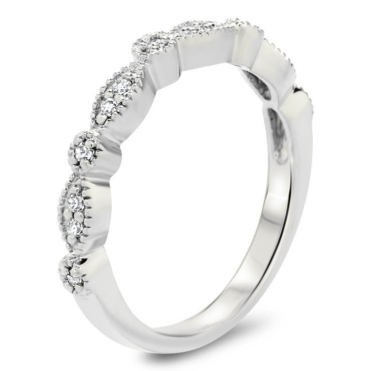 Vintage Inspired Engagement Ring and Wedding Band - Sweet Bliss Wedding Set - Moissanite Rings