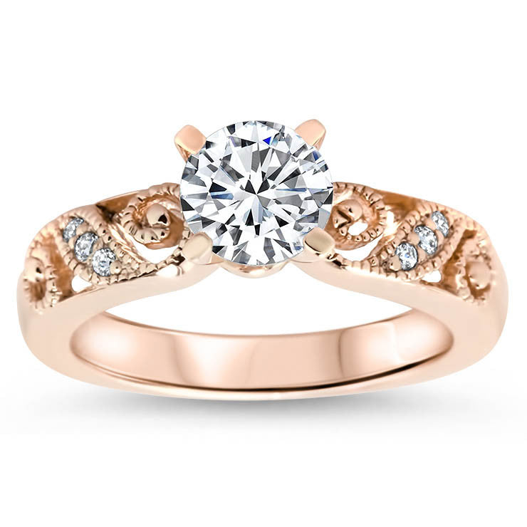 Romantic Diamond Filigree  Swirl Engagement Ring Moissanite Engagement Ring  - Swirl - Moissanite Rings
