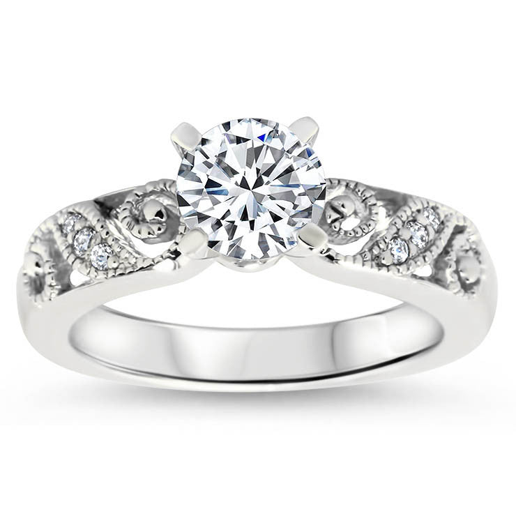 Romantic Diamond Filigree  Swirl Engagement Ring Moissanite Engagement Ring  - Swirl - Moissanite Rings