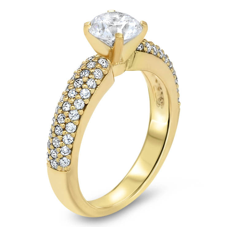 Diamond Pave Engagement Ring Forever One Moissanite Center -  Pip - Moissanite Rings