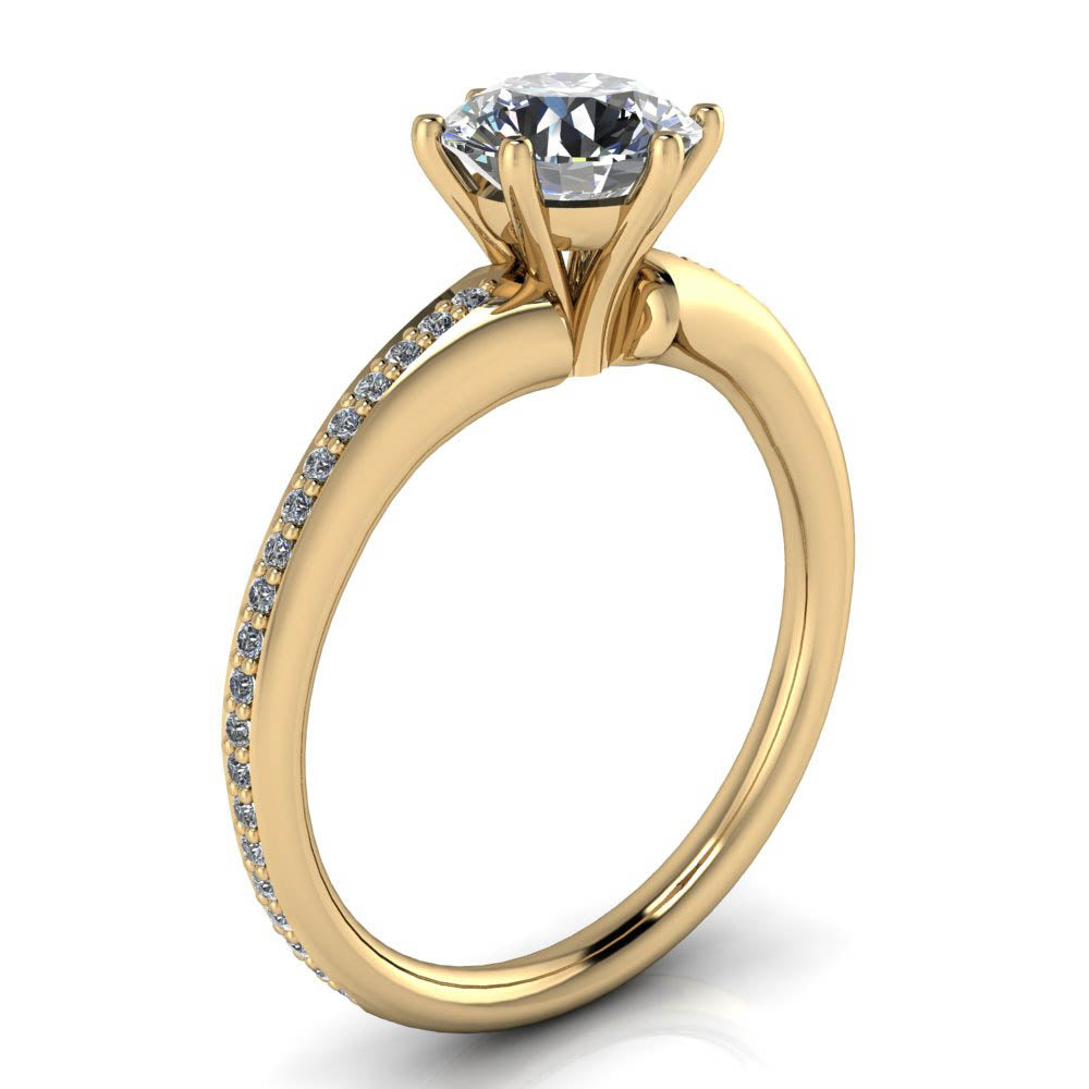 Six Prong Diamond and Moissanite Engagement Ring - Ariel - Moissanite Rings