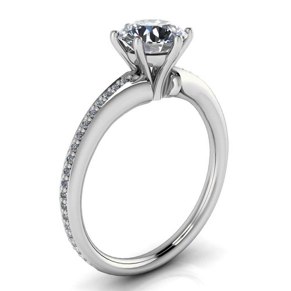 Six Prong Diamond and Moissanite Engagement Ring - Ariel - Moissanite Rings