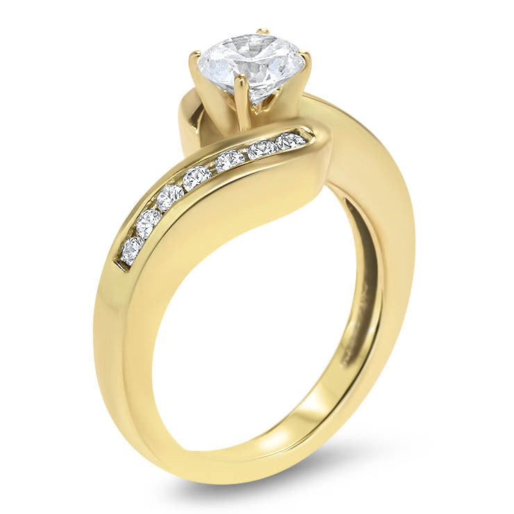 Diamond Channel Set Engagement Ring and Wedding Band  - Gloria Wedding Set - Moissanite Rings