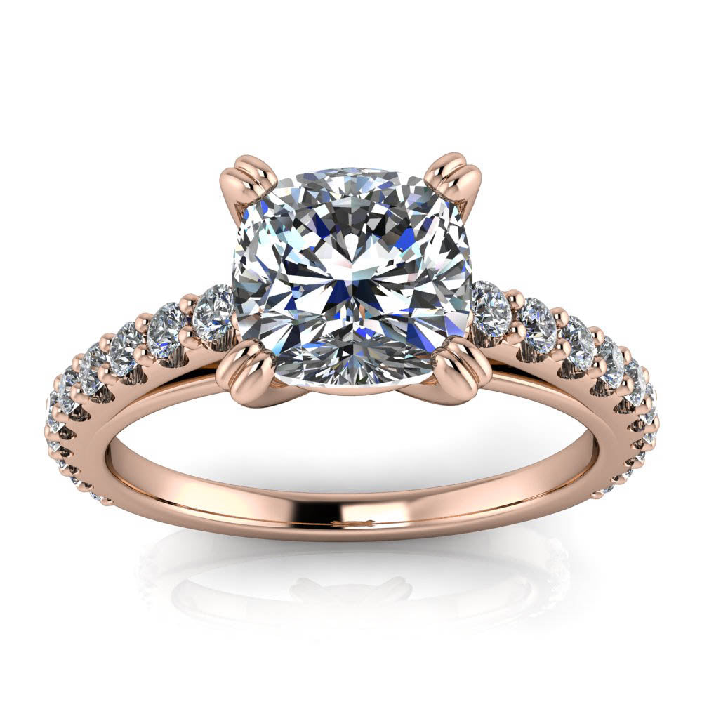 Diamond Engagement Ring Setting Cushion Cut Moissanite Center - Esther - Moissanite Rings
