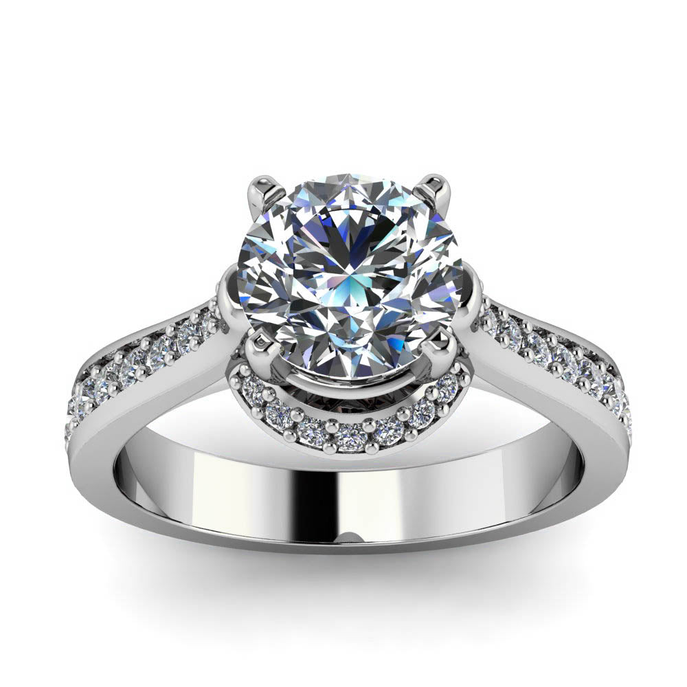 Moissanite Diamond Engagement Ring Forever One Center - Aura - Moissanite Rings