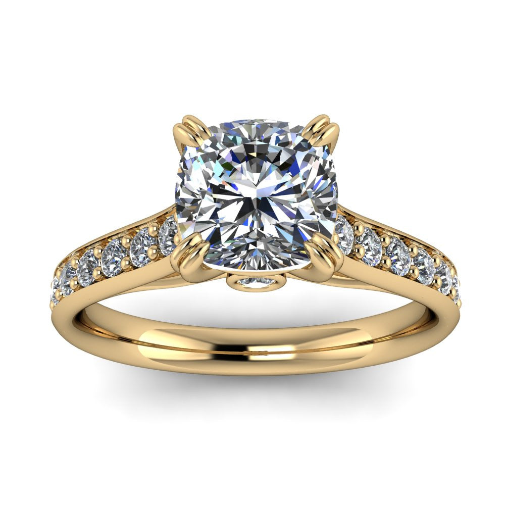 Cushion Cut Engagement Ring Diamond Setting Forever One Moissanite - New Era - Moissanite Rings