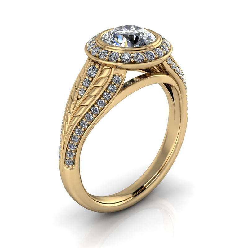 Bezel Set Moissanite Diamond Engagement Ring Moissanite Center - Florence - Moissanite Rings