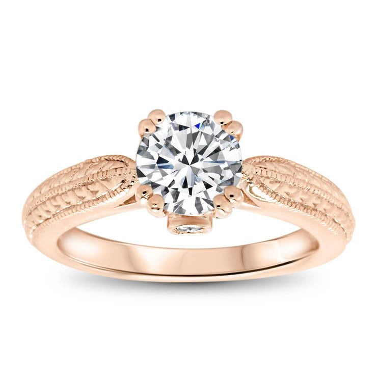 Forever One Moissanite Engraved Solitaire Engagement Ring - Kristen - Moissanite Rings