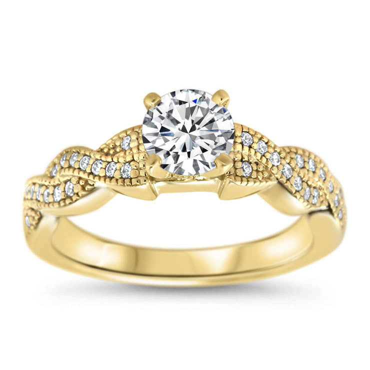 Braided Diamond Setting Moissanite Engagement Ring - Regina - Moissanite Rings