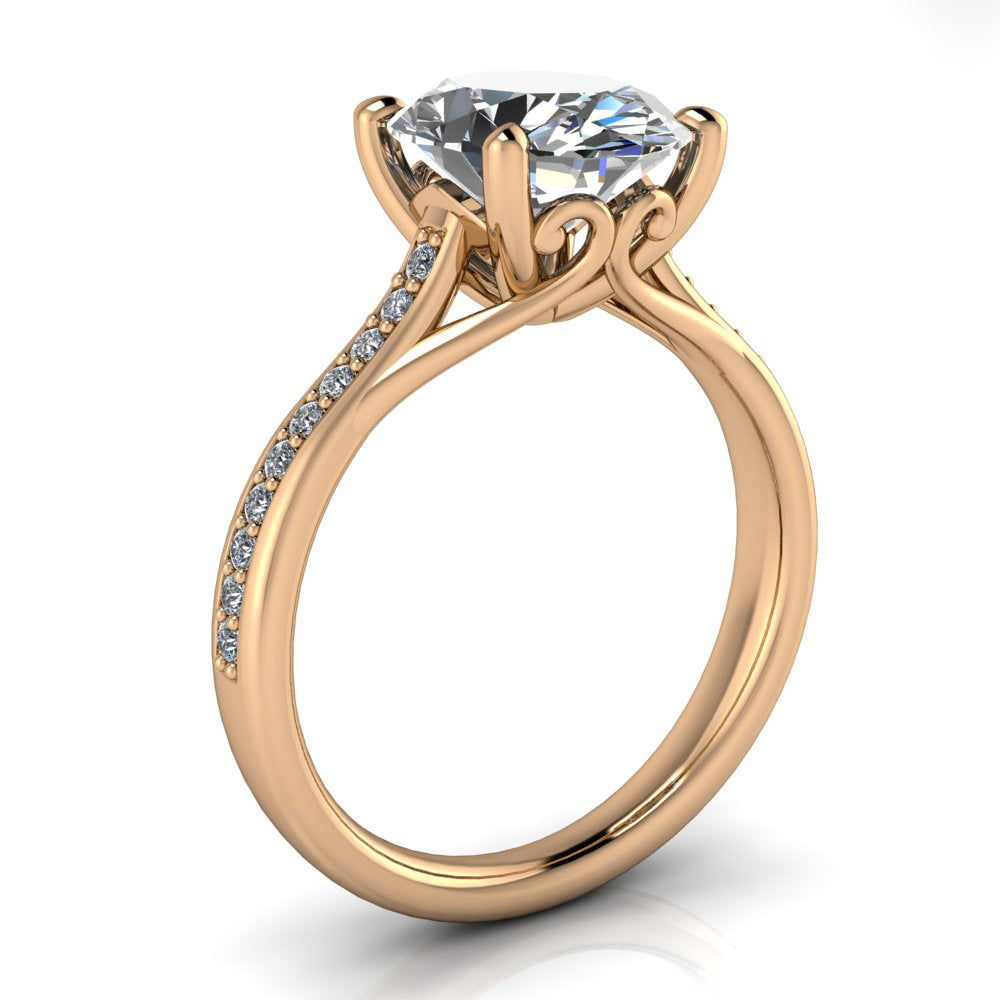 Large Oval Thin Band Engagement Ring Scroll Detail - Norma
