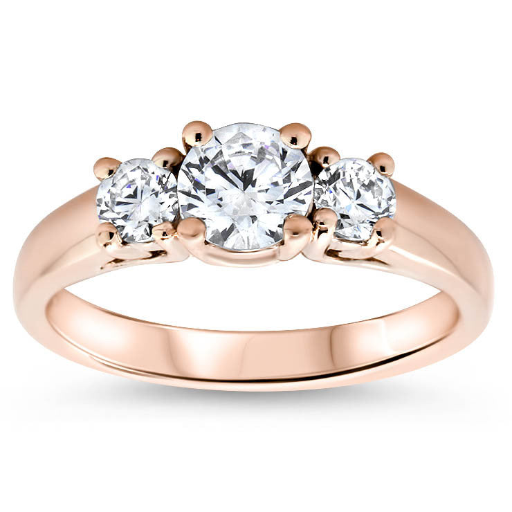 Three Stone Ring Petite Engagement Ring - Trio - Moissanite Rings