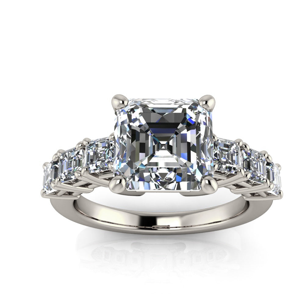 Asscher Cut Moissanite Engagement Ring Diamond Setting - Aspen