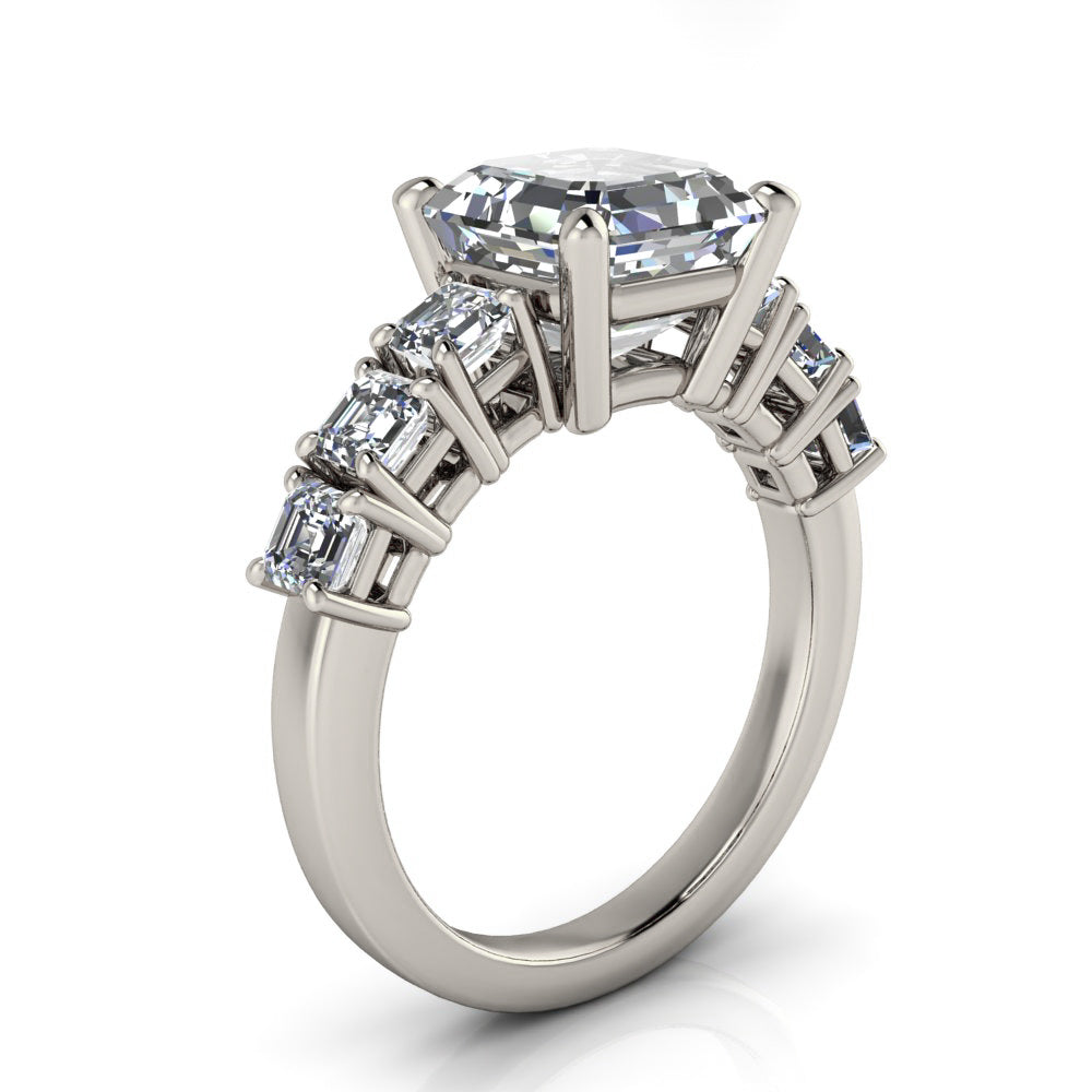 Asscher Cut Moissanite Engagement Ring Diamond Setting - Aspen