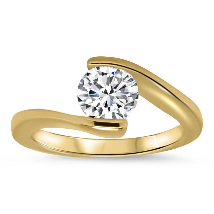 Half Bezel Forever One Moissanite Engagement Ring - Tasha - Moissanite Rings