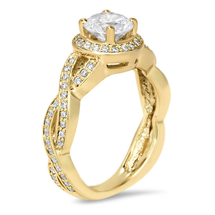 Infinity Band Forever One Moissanite Engagement Ring Diamond Halo - Triumph - Moissanite Rings