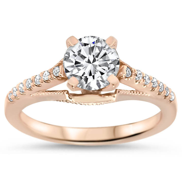 Vintage Style Engagement Ring Diamond Setting and Forever One Center - Pamela - Moissanite Rings
