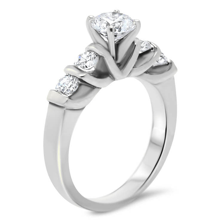 Bar Set Diamond Engagement Ring Forever One Moissanite Center - Amore - Moissanite Rings
