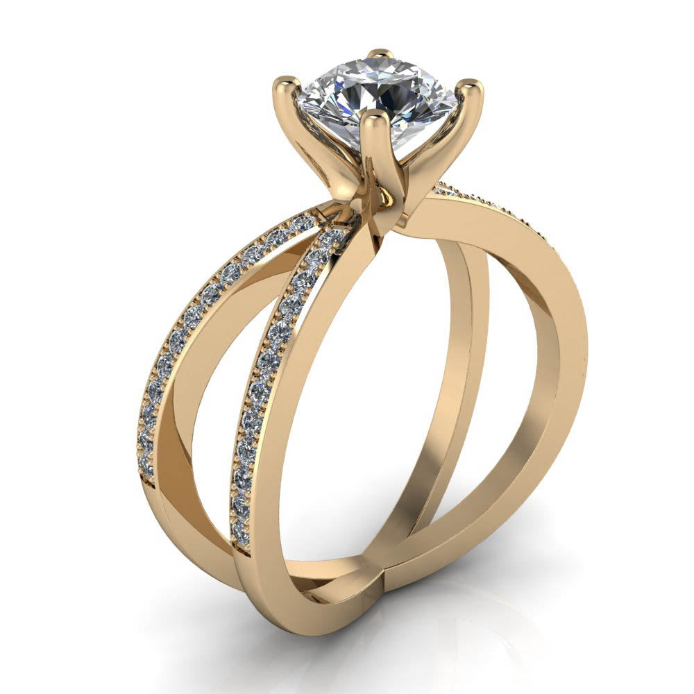 Unique Diamond and Moissanite Engagement Ring - Eleanor - Moissanite Rings