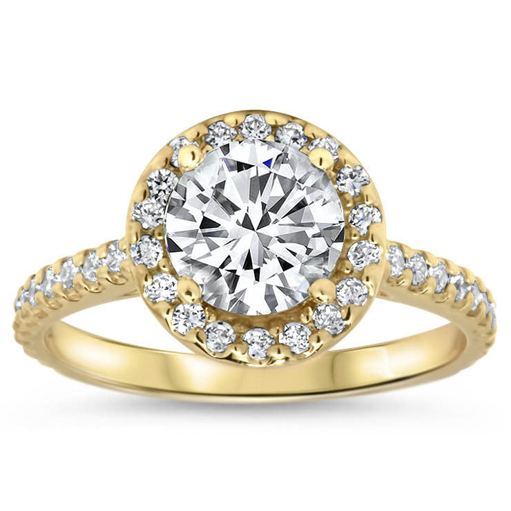 Forever One Moissanite Classic Diamond Halo Engagement Ring - Rae - Moissanite Rings