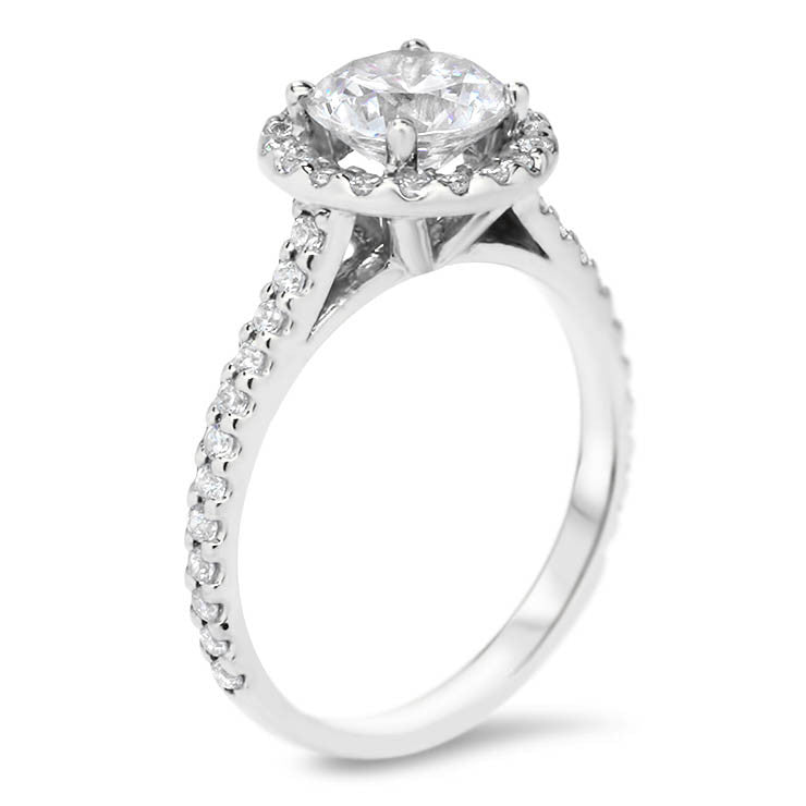 Forever One Moissanite Classic Diamond Halo Engagement Ring - Rae - Moissanite Rings