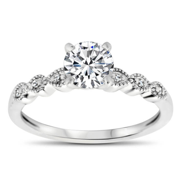 Thin Diamond Band Engagement Ring - Dainty Drops - Moissanite Rings