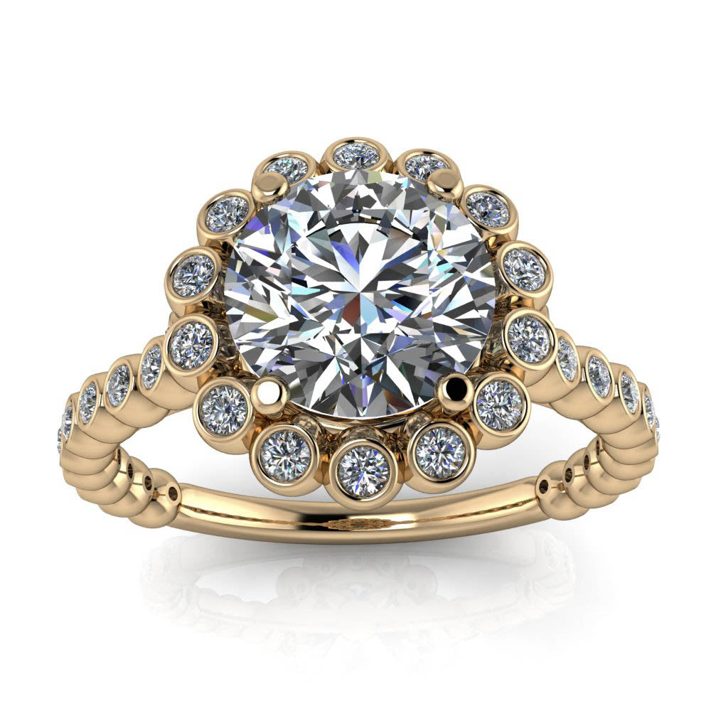 Bubble Diamond Halo Engagement Ring - Amora - Moissanite Rings