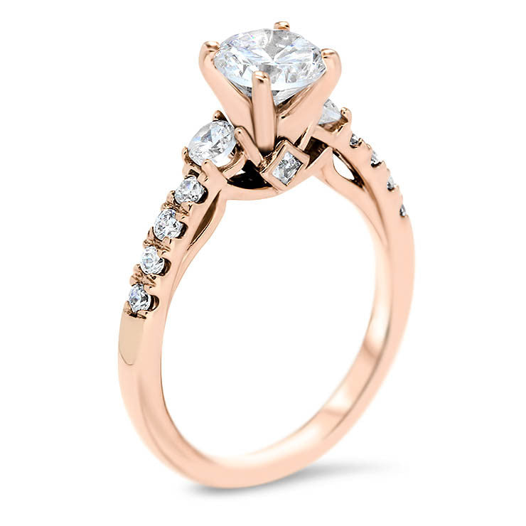 Diamond Accented Forever One Engagement Ring -  Carmella - Moissanite Rings