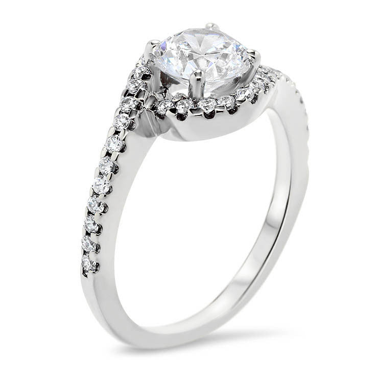 Bypass Diamond Halo Forever One Moissanite Engagement Ring - Whirlwind - Moissanite Rings