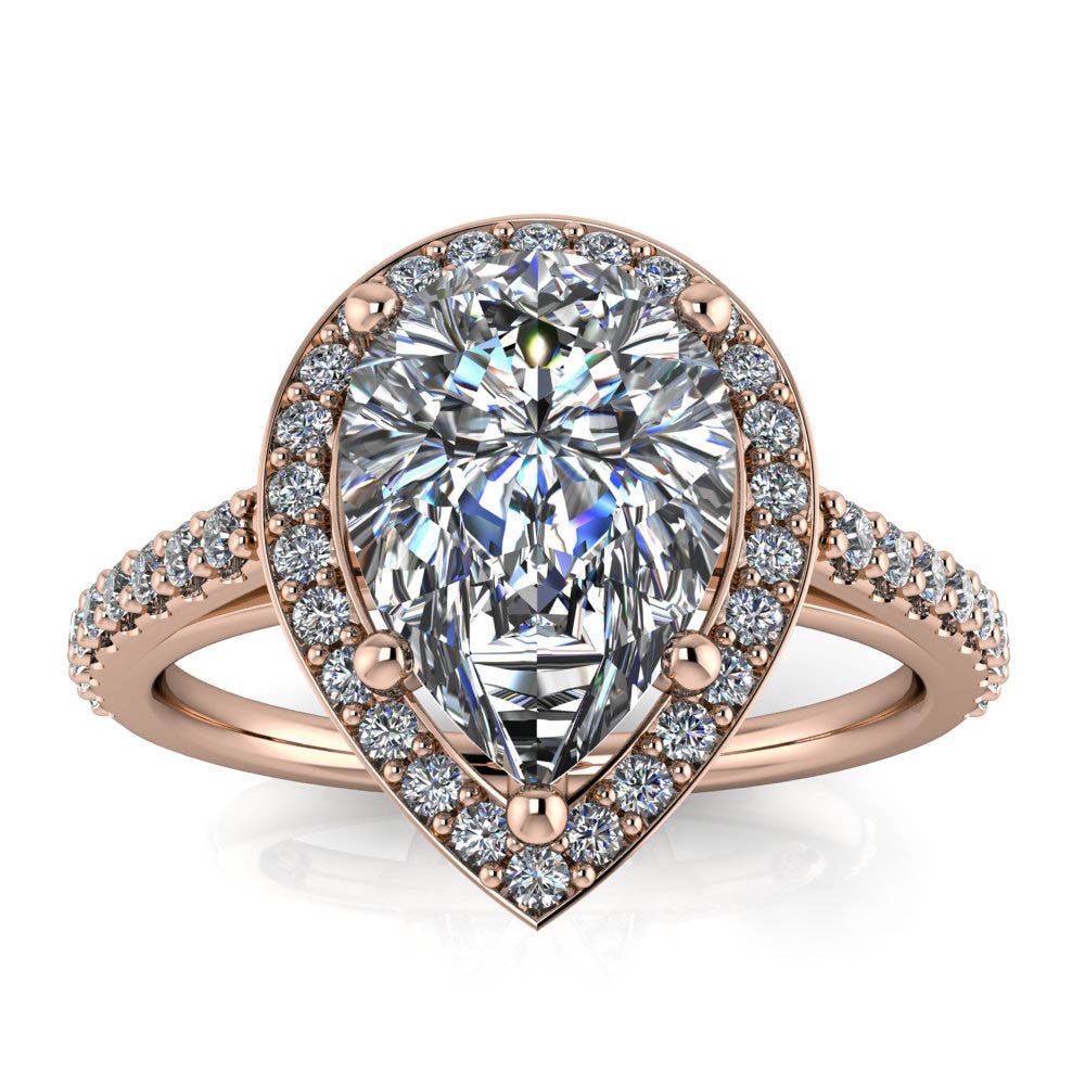 Pear Cut Engagement Ring Moissanite Center Diamond Setting - Chrissy - Moissanite Rings