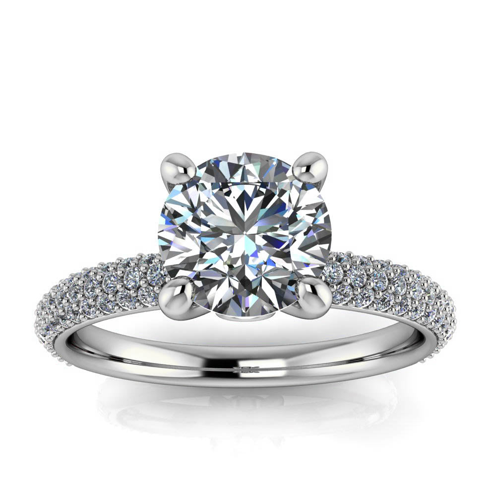 Diamond Pave Engagement Ring Moissanite Center - Beata - Moissanite Rings