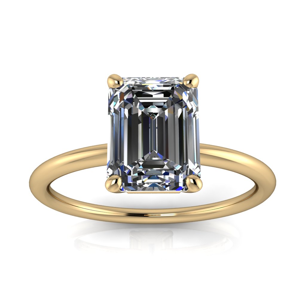 Thin Band Engagement Ring Emerald Cut Center - Mission