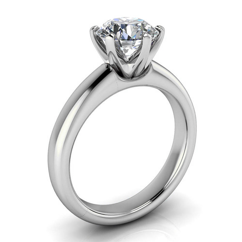 7 mm Six Prong Solitaire Engagement Ring Moissanite Engagement Ring - Cupcake - Moissanite Rings