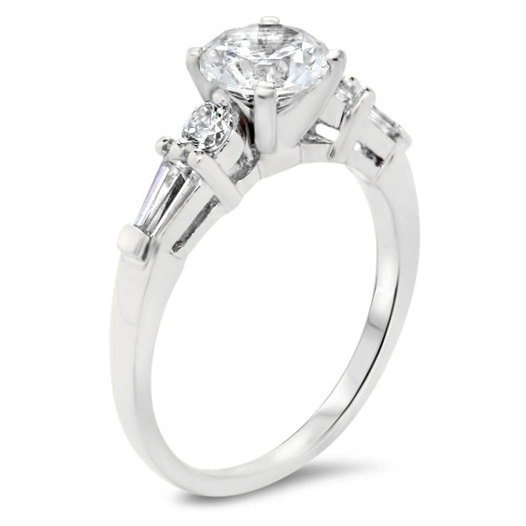 Diamond  Accented Moissanite Engagement Ring - Yvette - Moissanite Rings