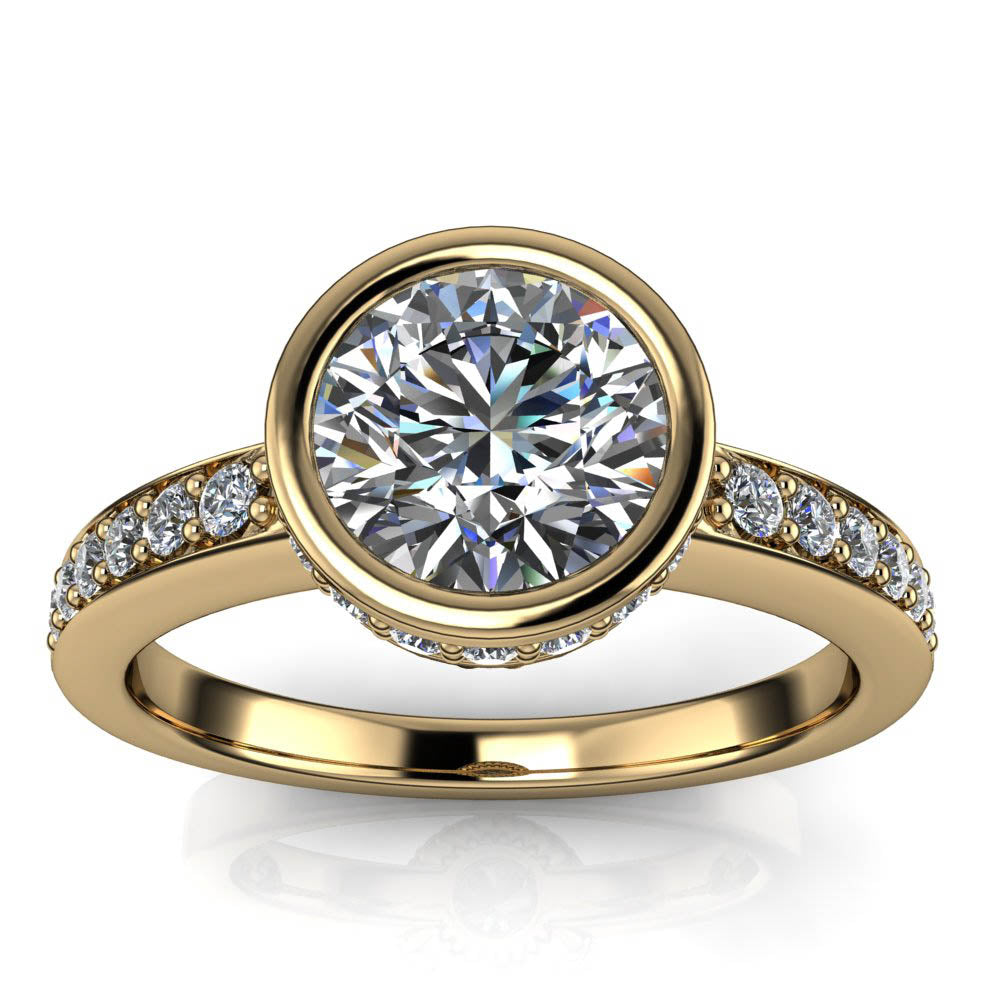 Vintage Bezel Set Engagement Ring - Harper - Moissanite Rings