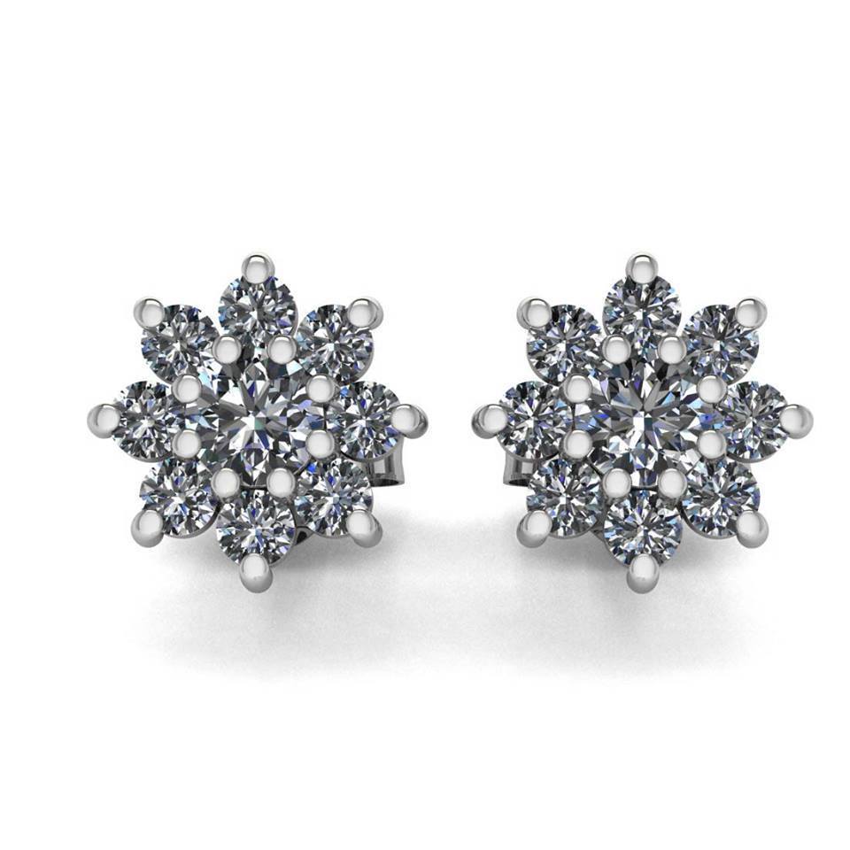 Diamond Snowflake Earrings - Snowflake Studs - Moissanite Rings