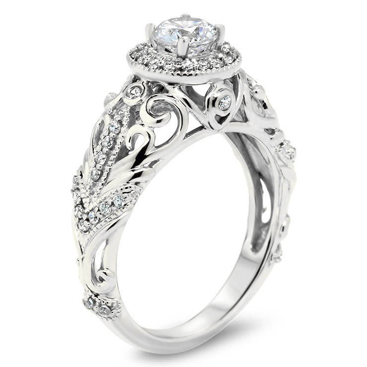 Vintage Inspired Forever One Center Moissanite Engagement Ring - Zoila - Moissanite Rings