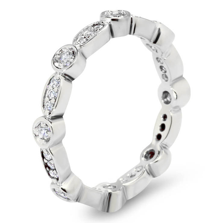 Link of Diamonds Eternity Wedding Band - Link - Moissanite Rings