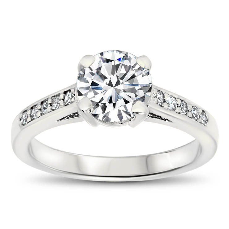 Forever One Moissanite Engagement Ring with Diamond Accents - Paige - Moissanite Rings