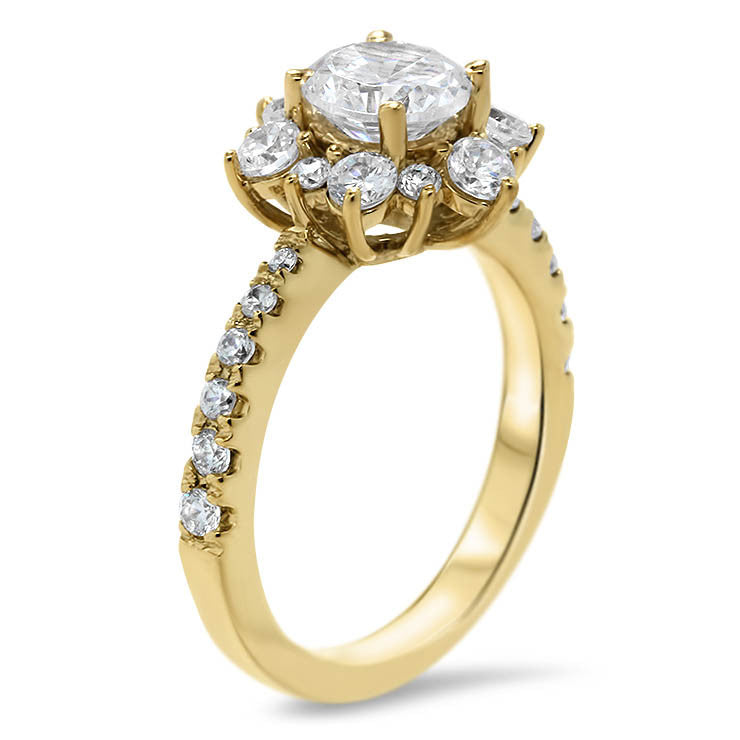 Diamond Snowflake Wedding Set Engagement Ring and Wedding Band - Snowflake Set - Moissanite Rings
