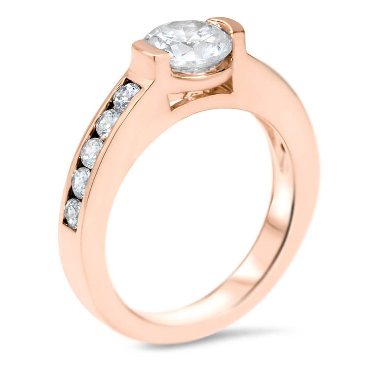 Moissanite Engagement Ring with Diamond Setting - Shari - Moissanite Rings