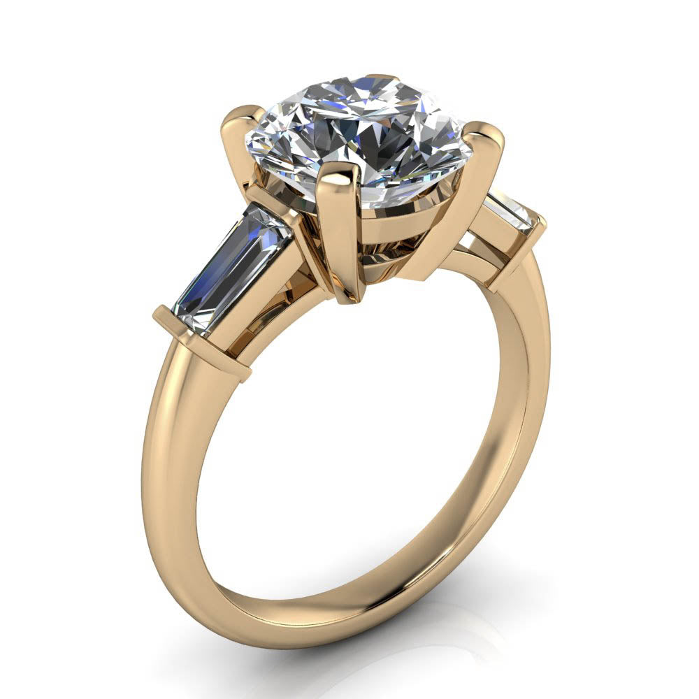 Tapered Baguette Diamond Moissanite Engagement Ring - Brooks 9 mm - Moissanite Rings