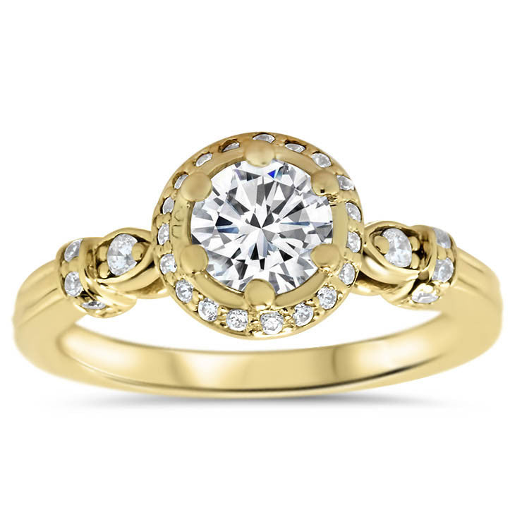 Forever One Center Diamond Halo Engagement Ring - Regal - Moissanite Rings