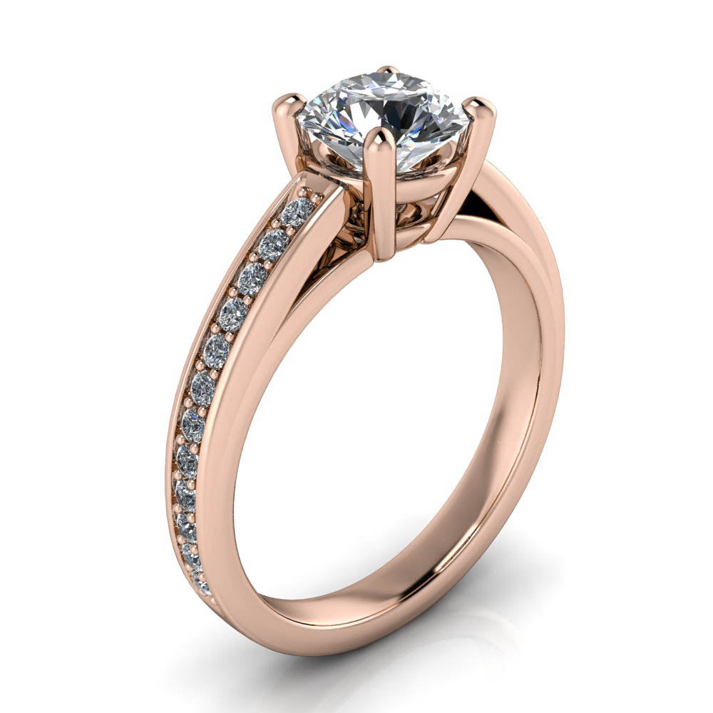 Diamond Accented Engagement Ring Moissanite Center - Terri - Moissanite Rings