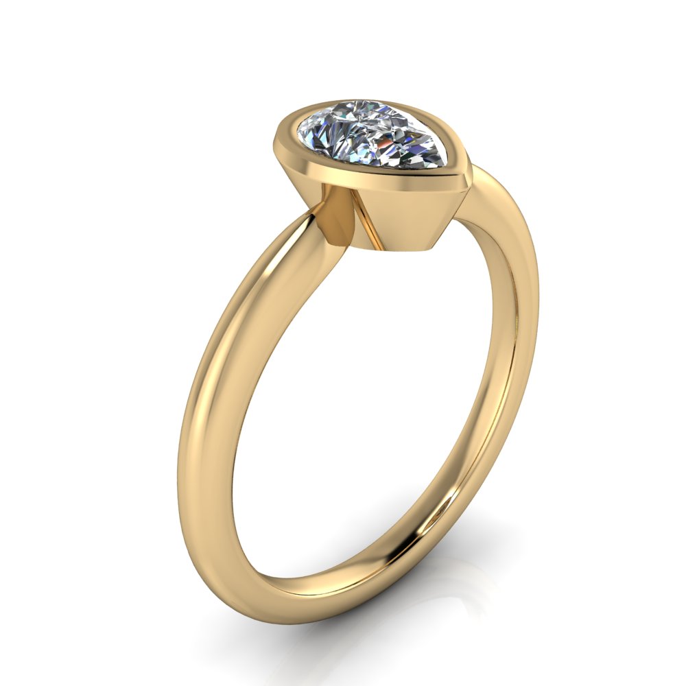 Bezel Pear Solitaire Engagement Ring - Pippa