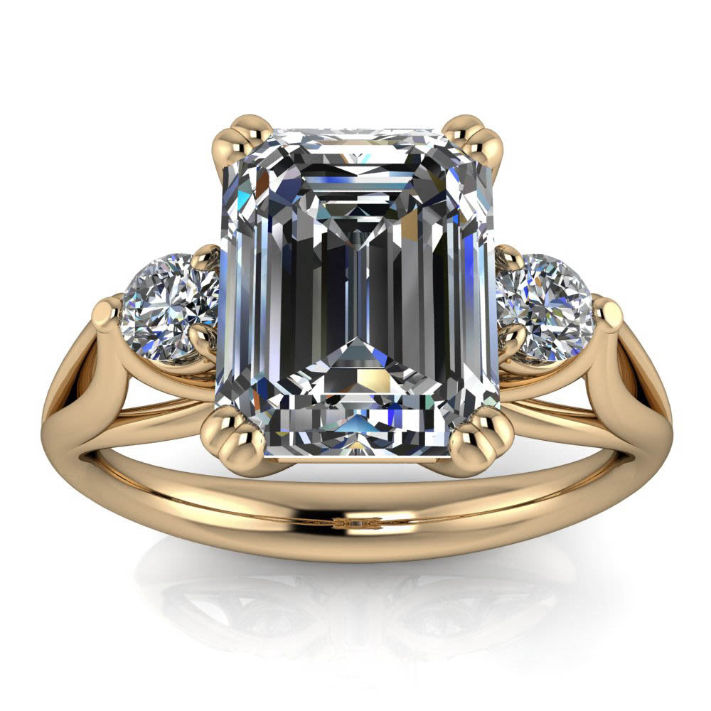 Emerald Cut Moissanite Engagement Ring - Nathan Emerald - Moissanite Rings
