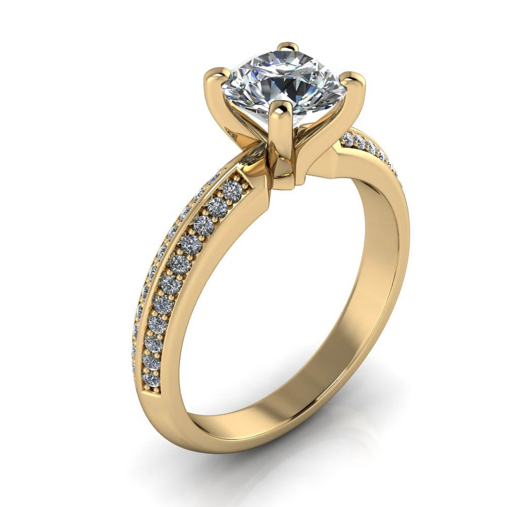 Diamond Knife Edge Moissanite Engagement Ring - Rio - Moissanite Rings