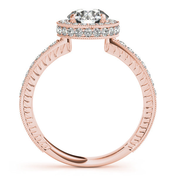 Diamond Halo Engagement Ring  Forever One Moissanite Center - Finn - Moissanite Rings