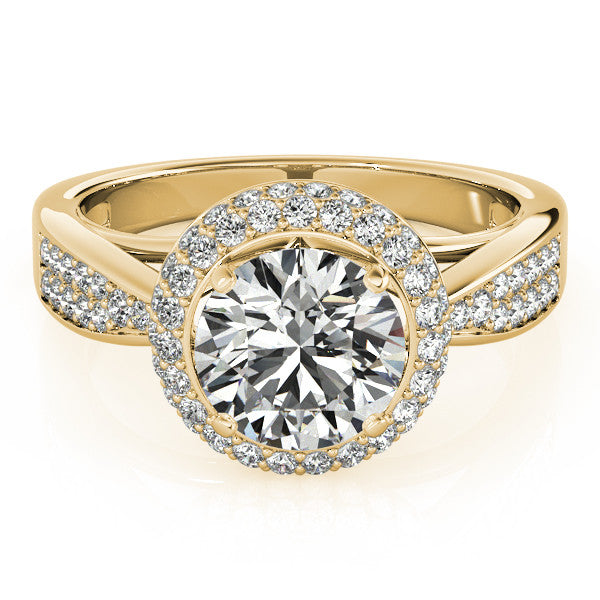 Diamond Pave Halo Engagement Ring - Raquel - Moissanite Rings